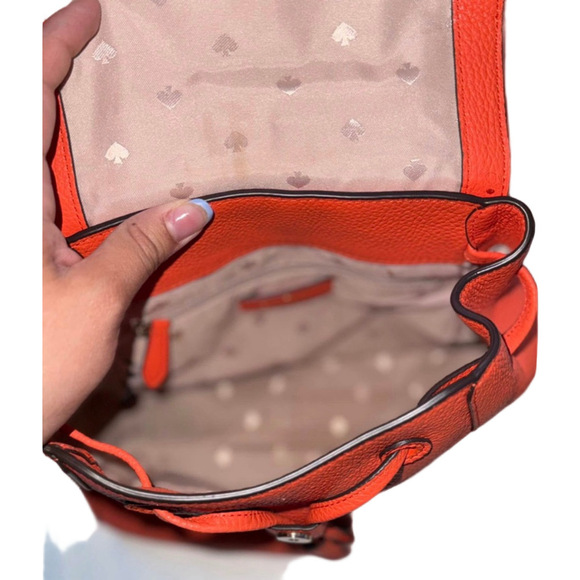 Kate Spade Leila Vibrant Orange Medium Flap Leather Backpack | One Size | EUC - Picture 9 of 11